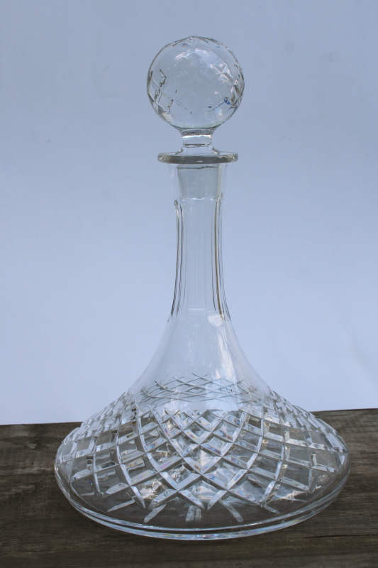 photo of vintage crystal ship's decanter bottle w/ stopper, I think not Waterford crystal!  #1